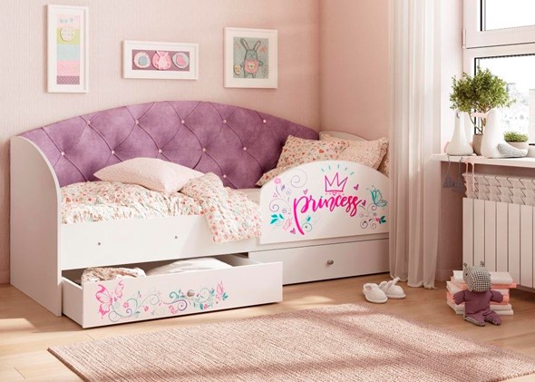 Детская кровать Эльза с бортиком, Фиолетовый (латы) в Самаре - изображение