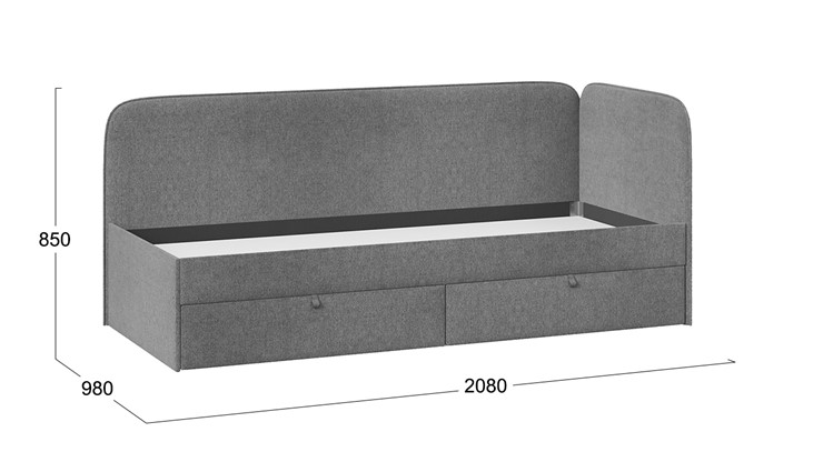 Подростковая кровать Молли тип 1 (90), Микровелюр Scandi Graphite 22 в Сызрани - изображение 3
