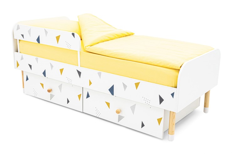 Кроватка Stumpa Классика "Треугольники желтый, синий" в Тольятти - изображение 3