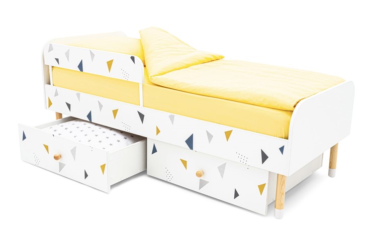 Кроватка Stumpa Классика "Треугольники желтый, синий" в Тольятти - изображение 4