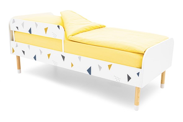 Кроватка Stumpa Классика "Треугольники желтый, синий" в Тольятти - изображение