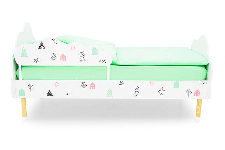 Кровать в детскую Stumpa Облако "Домики розовый, бирюзовый" в Тольятти - изображение 1