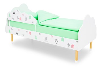 Кровать в детскую Stumpa Облако "Домики розовый, бирюзовый" в Тольятти - предосмотр