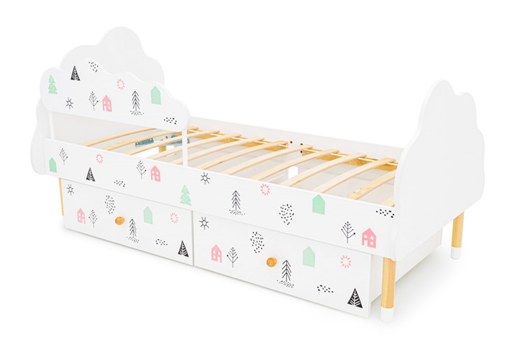 Кровать в детскую Stumpa Облако "Домики розовый, бирюзовый" в Тольятти - изображение 7