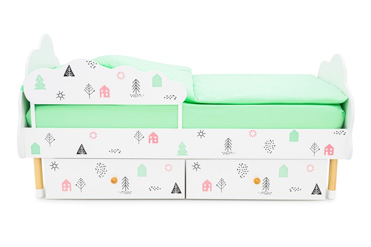 Кровать в детскую Stumpa Облако "Домики розовый, бирюзовый" в Тольятти - изображение 8