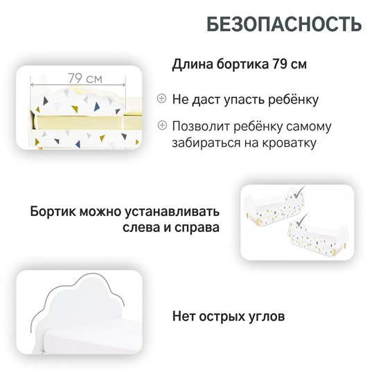 Кровать в детскую Stumpa Облако "Треугольники зеленый, синий" в Тольятти - изображение 15