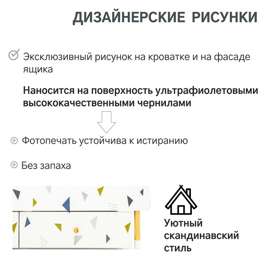 Кровать в детскую Stumpa Облако "Треугольники зеленый, синий" в Тольятти - изображение 18