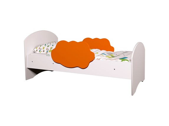 Детская кровать с бортиками Тучка, корпус Белый, фасад Оранжевый в Самаре - изображение