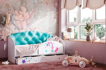 Детская кровать Звездочка с бортиком, Бирюза в Тольятти