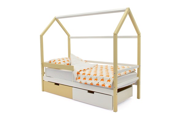 Кровать-домик в детскую Svogen бежево-белый в Тольятти - изображение