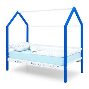 Детская кровать-домик Svogen сине-белый/барашки в Тольятти