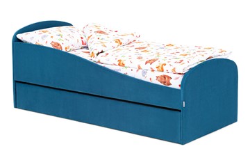 Кровать в детскую с ящиком Letmo морской (велюр) в Самаре