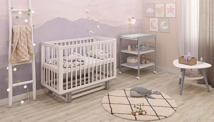 Кроватка в детскую серия 3400 POLINI Kids Simple 340 Белый / Серый в Самаре - изображение 10