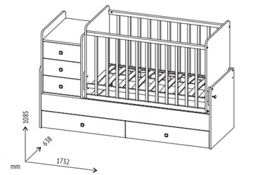 Кровать для новорожденных с комодом POLINI Kids Simple 1100 Белый в Самаре - предосмотр 7