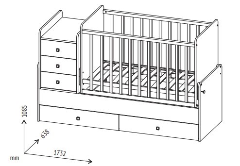 Кровать для новорожденных с комодом POLINI Kids Simple 1100 Белый в Сызрани - изображение 7