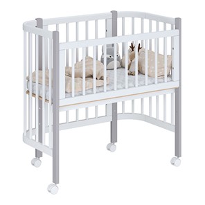 Кроватка детская приставная POLINI Kids Simple 105 Белый / Серый в Самаре - предосмотр