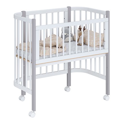 Кроватка детская приставная POLINI Kids Simple 105 Белый / Серый в Сызрани - изображение