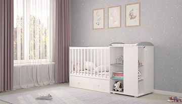 Детская кровать с комодом POLINI Kids Ameli 800 Белый / Серый, серия AMELI в Самаре - предосмотр 2