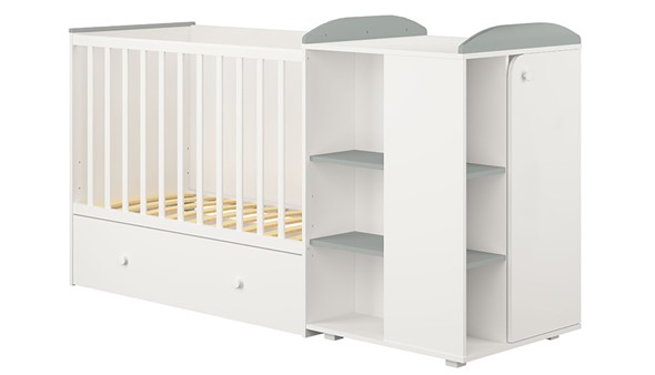 Детская кровать с комодом POLINI Kids Ameli 800 Белый / Серый, серия AMELI в Самаре - изображение