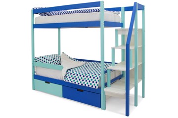 Двухъярусная детская кровать Svogen мятный-синий в Самаре