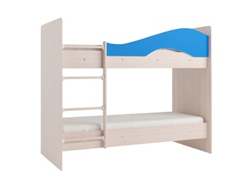 Детская 2-этажная кровать Мая на щитах, корпус Млечный дуб, фасад Синий в Самаре - предосмотр