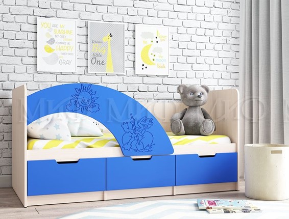 Детская кровать Юниор-3, синий матовый в Самаре - изображение