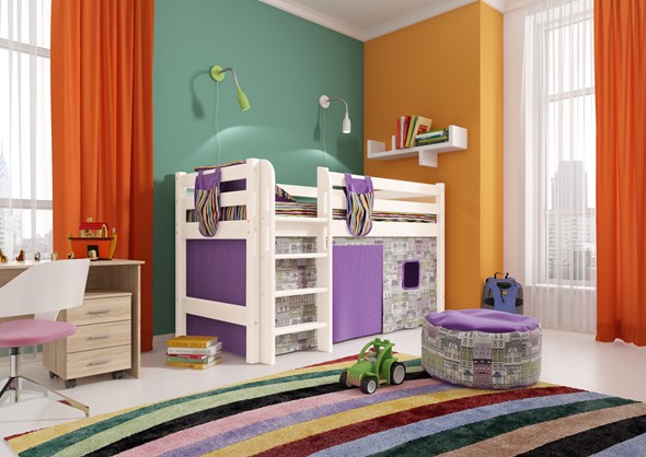 Кровать-чердак в детскую Соня, Вариант 11 Белый в Самаре - изображение
