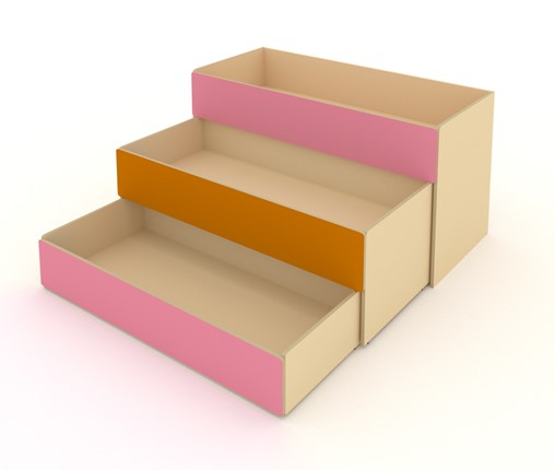Кровать детская 3-х уровневая КД-3, Беж + Розовый + Оранжевый в Сызрани - изображение