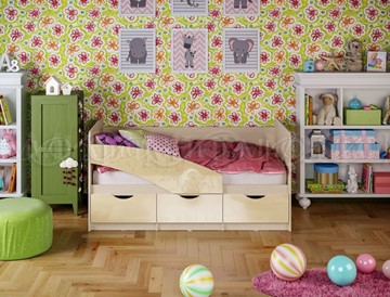 Кровать детская Бабочки 800*1800, Ваниль глянец в Тольятти