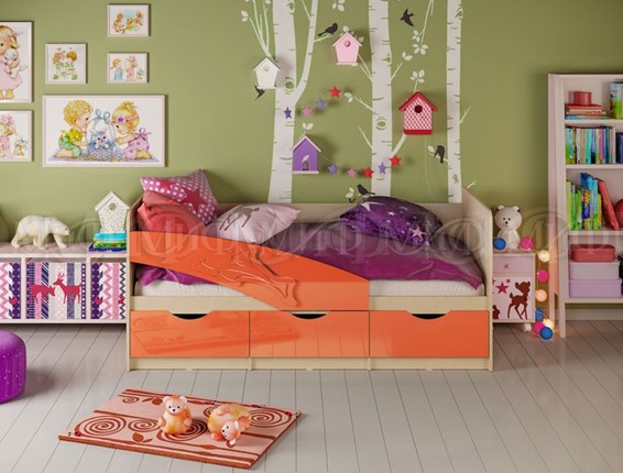 Кроватка Дельфин, Оранжевый глянец 80х160 в Тольятти - изображение