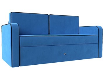 Детский диван-трансформер Смарт, Голубой\Черный (Велюр) в Самаре - предосмотр