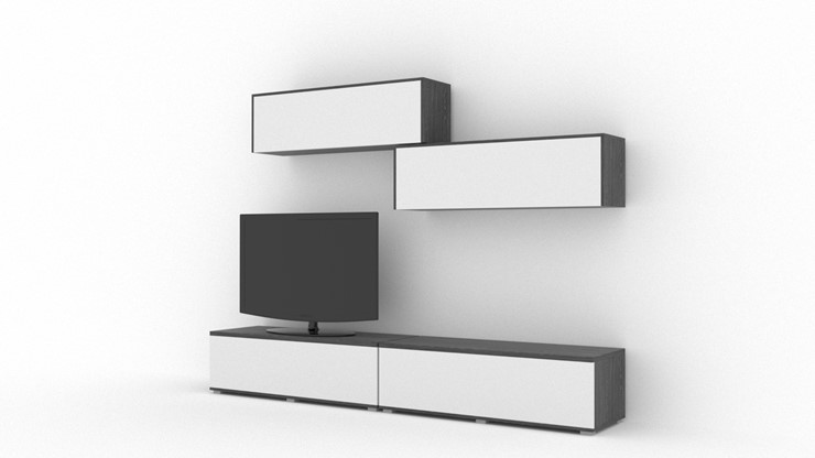 Гостиный гарнитур Куб (Cube), цвет Белый софт, Черный ясень в Самаре - изображение 1