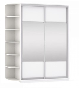 Шкаф 2-х дверный Экспресс (Комби), со стеллажом 1700x600x2200, белый снег в Тольятти