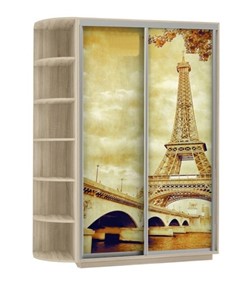 Шкаф 2-створчатый Хит, 1500x600x2200, фотопечать, со стеллажом, париж, дуб сонома в Самаре