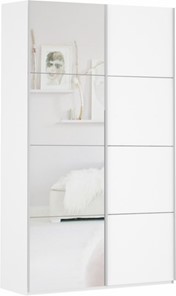 Шкаф 2-створчатый Прайм (ДСП/Зеркало) 1600x570x2300, белый снег в Самаре - предосмотр