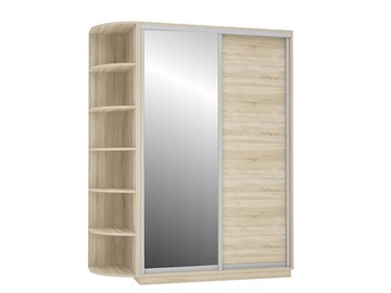Шкаф 2-х створчатый Экспресс (ДСП/Зеркало) со стеллажом 1500х600х2200, дуб сонома в Тольятти