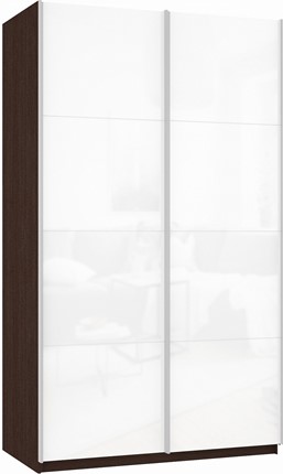 Шкаф Прайм (Белое стекло/Белое стекло) 1200x570x2300, венге в Тольятти - изображение