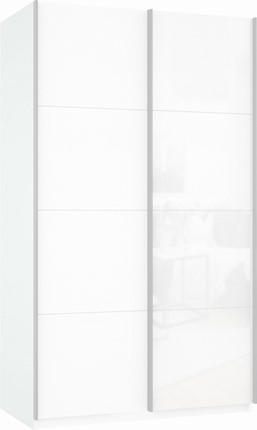 Шкаф двухдверный Прайм (ДСП/Белое стекло) 1200x570x2300, белый снег в Самаре - изображение