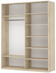 Шкаф 2-дверный Прайм (Зеркало/Белое стекло) 1400x570x2300, дуб сонома в Тольятти - предосмотр 1