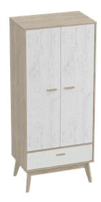 Шкаф для одежды Калгари, Дуб натуральный светлый/Белый матовый в Тольятти - предосмотр