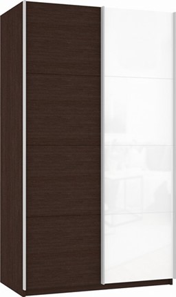 Шкаф двухдверный Прайм (ДСП/Белое стекло) 1600x570x2300, венге в Тольятти - изображение