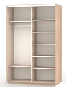 Шкаф 2-х дверный Экспресс (ДСП/Зеркало), со стеллажом 1700х600х2400, шимо светлый в Тольятти - предосмотр 1