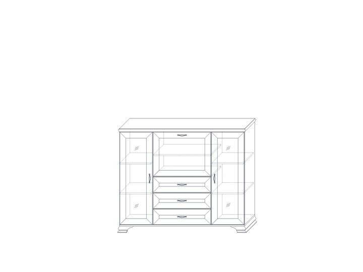 Низкий шкаф (2 стеклодвери) Сиена, Бодега белый / патина золото в Тольятти - изображение 1