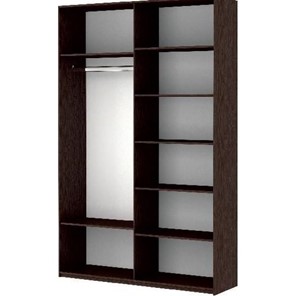 Шкаф 2-х створчатый Прайм (Зеркало/Белое стекло) 1600x570x2300, венге в Тольятти - предосмотр 1