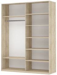 Шкаф 2-х дверный Прайм (Зеркало/Белое стекло) 1400x570x2300, Крафт табачный в Тольятти - предосмотр 1