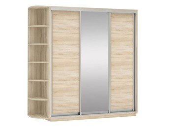 Шкаф 3-х дверный Экспресс (ДСП/Зеркало/ДСП) со стеллажом, 2700х600х2200, дуб сонома в Тольятти