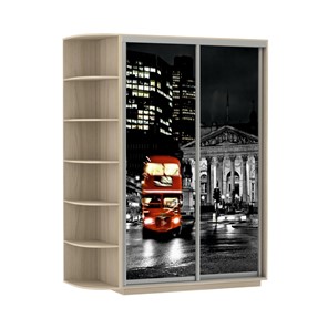 Шкаф 2-створчатый Экспресс 1500x600x2200, со стеллажом, Ночной Лондон/шимо светлый в Тольятти