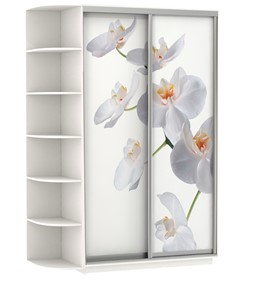 Шкаф Экспресс 1700x600x2200, со стеллажом, Орхидея белая/белый снег в Тольятти