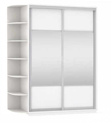 Шкаф 2-дверный Экспресс (Комби), со стеллажом 1500x600x2400, белый снег в Тольятти - изображение