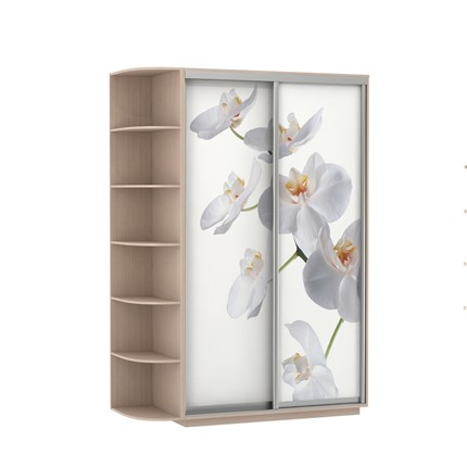 Шкаф 2-х створчатый Экспресс 1700x600x2200, со стеллажом, Орхидея белая/дуб молочный в Тольятти - изображение
